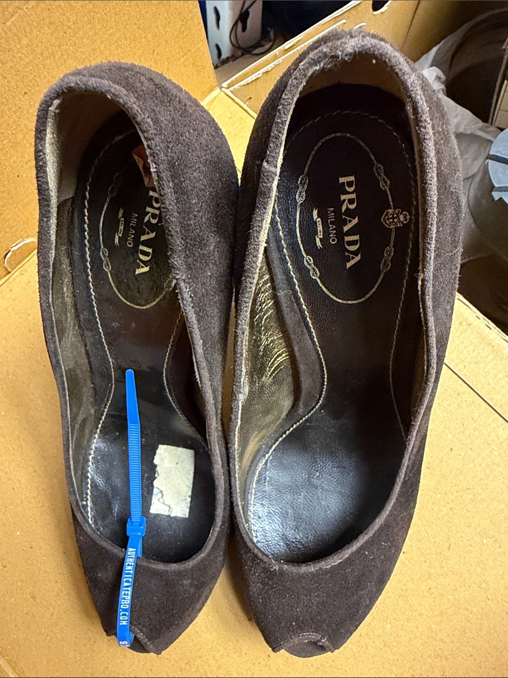 Vintage Prada Dark Brown Suede Pointed Ballet Flats